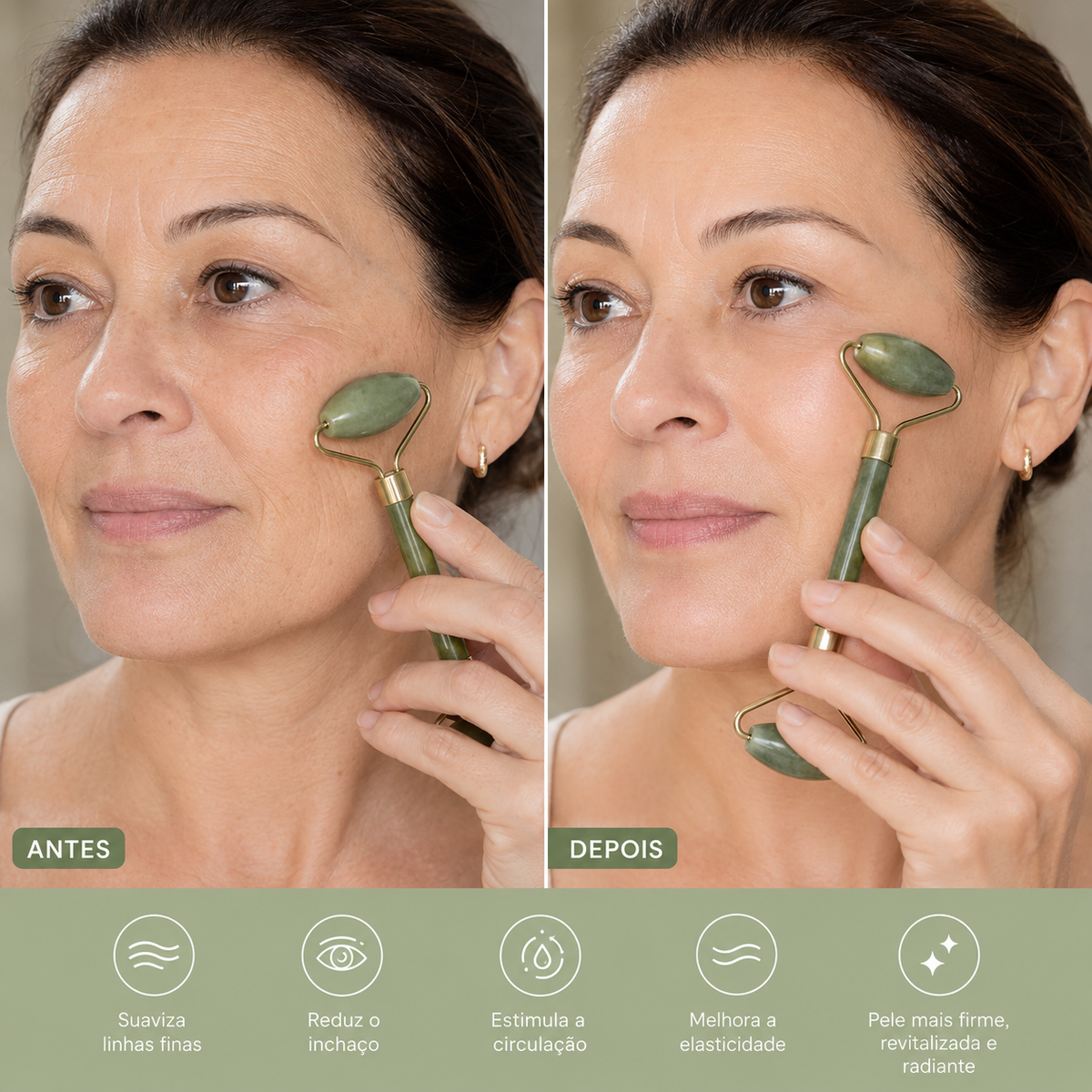 Jade Roller + Gua Sha Pedra de Jade