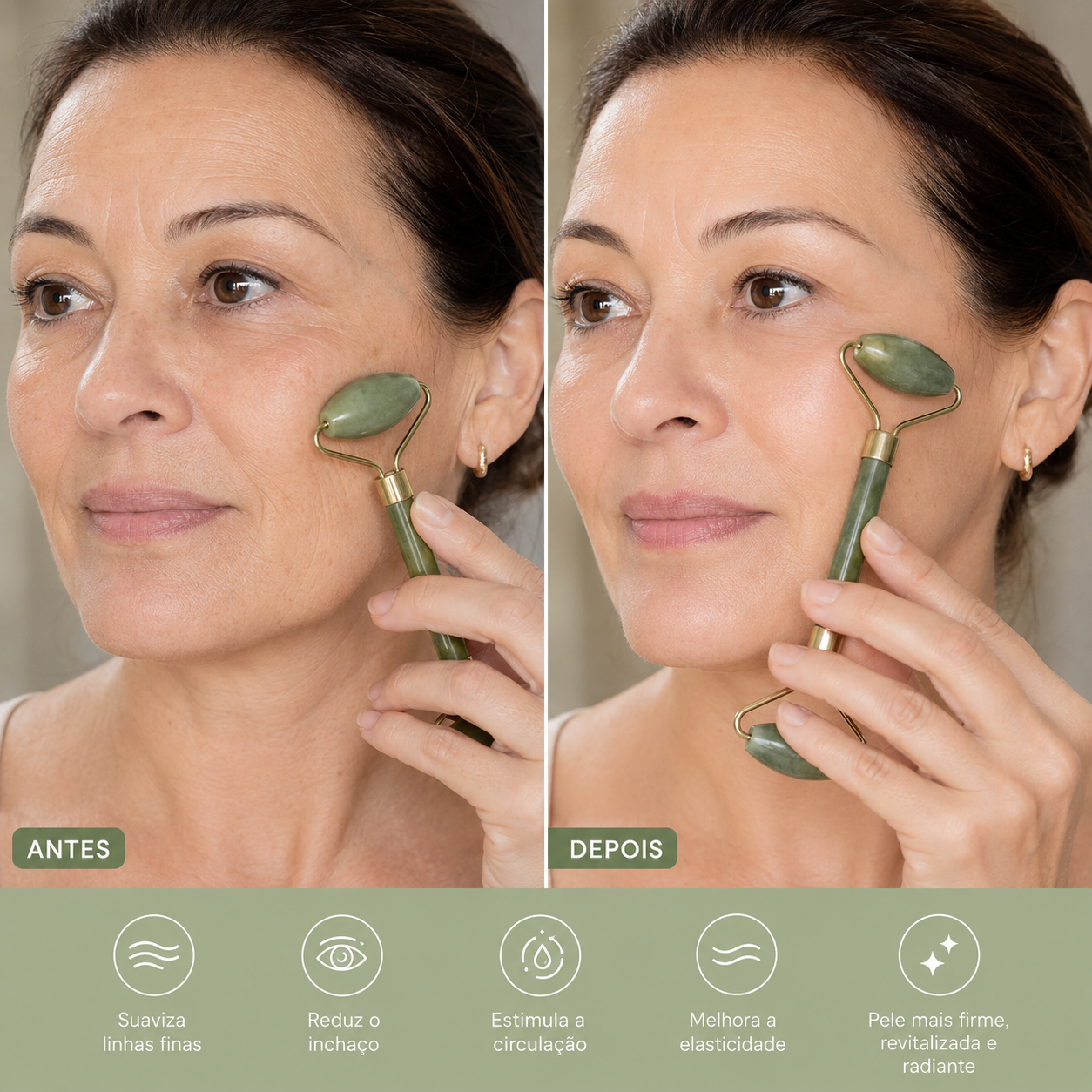 Jade Roller + Gua Sha Pedra de Jade