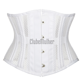 Espartilho Underbust Respirável Com Barbatanas Dupla De Aço Branco / Xxp