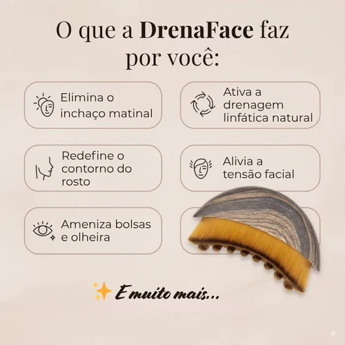 DrenaFace - Escova de Drenagem Linfática Facial - Escova Coreana