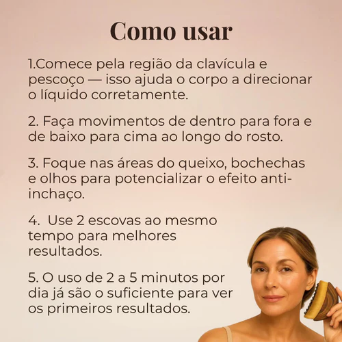 DrenaFace - Escova de Drenagem Linfática Facial - Escova Coreana
